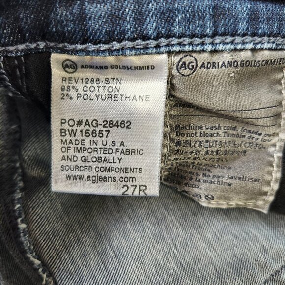 Ag Adriano‎ Goldschmied The Stevie Slim Straight Jean Womens 27 Blue Stretch - Picture 3 of 9